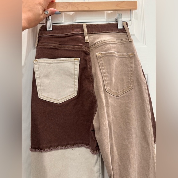 Hollister Ultra High-Rise Dad Jeans Straight Leg Brown Patchwork Y2K - Picture 9 of 9